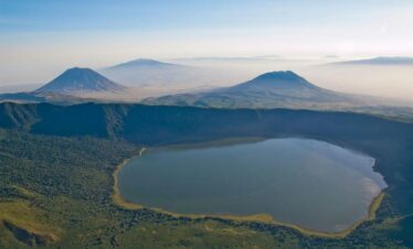 Panoramic view of the Ngorongoro crater in Tanzania