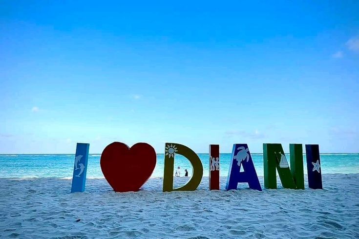 White sandy beach in Diani