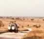 Safari vehicle on a dry season in Kenya
